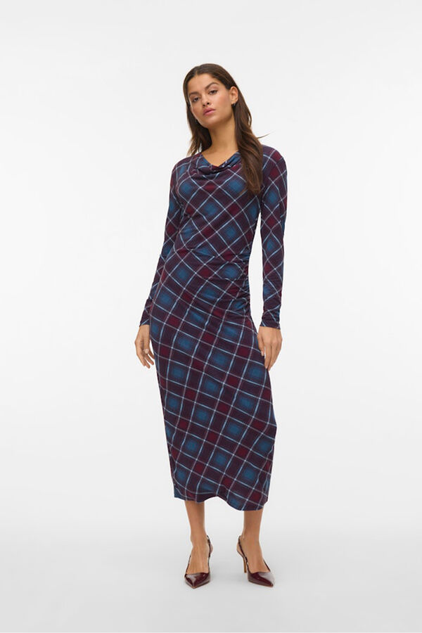 Vero Moda Vestido midi rombos Granate
