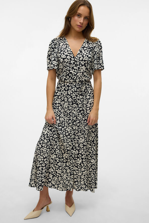 Vero Moda Vestido comprido de manga curta Preto