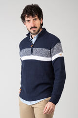 Privata Su&eacute;ter b&aacute;sico de malha com gola com fecho-&eacute;clair Azul