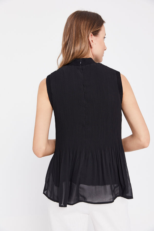 Cortefiel Blusa plisada Negro