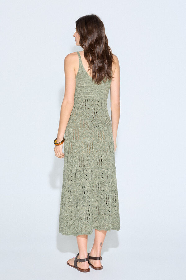 Slowlove Vestido punto calado Verde