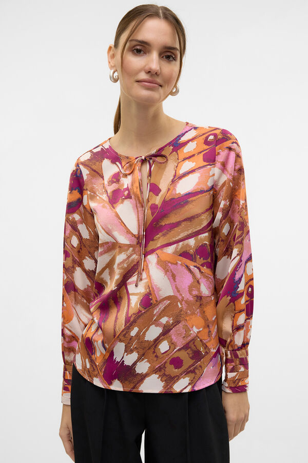 Vero Moda Camisa fluida de manga larga Castanho