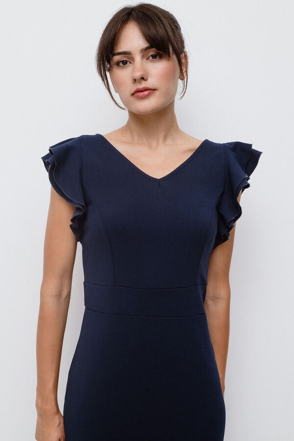 Vila Vestido corto manga volante Azul marino