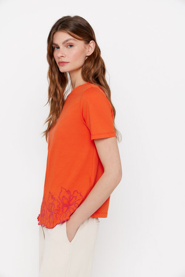 Cortefiel Camisola c&oacute;s bordada Laranja