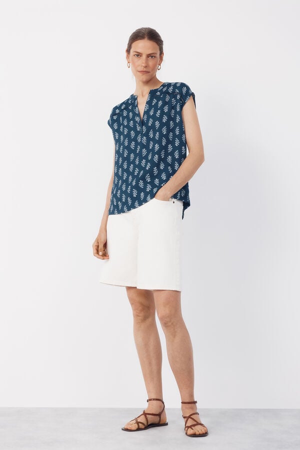Cortefiel Blusa entred&oacute;s Estampado azul