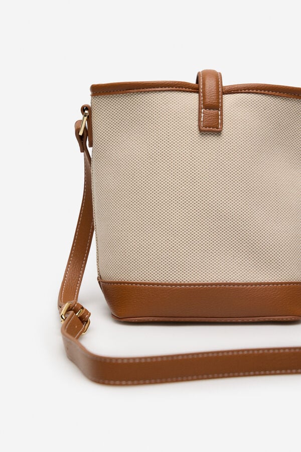 Cortefiel Bolsa tiracolo bucket de lona Castanho