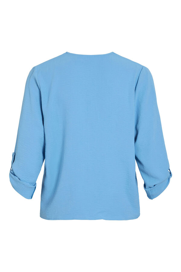 Vila Blusa manga m&eacute;dia Azul