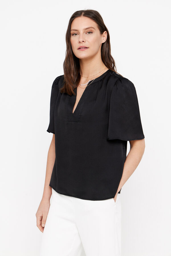 Cortefiel Blusa fluida estampada Preto