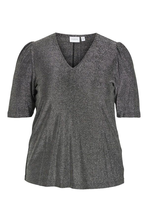 Cortefiel Blusa de manga corta glitter Gris