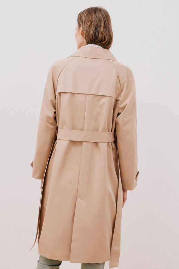 Cortefiel Trench coat longo repelente &agrave; &aacute;gua Tostado