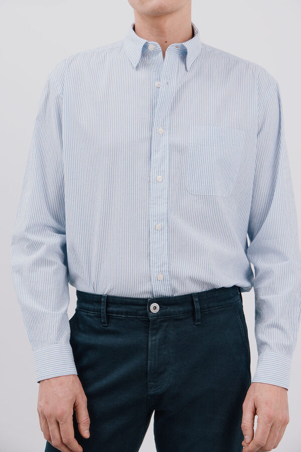 Cortefiel Camisa seersucker riscas Azul