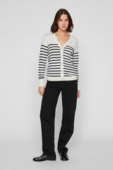 Vila Striped cardigan with jewel buttons Branco