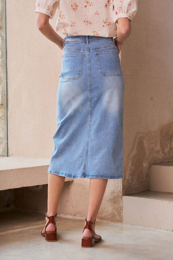 Pol&iacute;n Et Moi Falda midi denim Line Azul