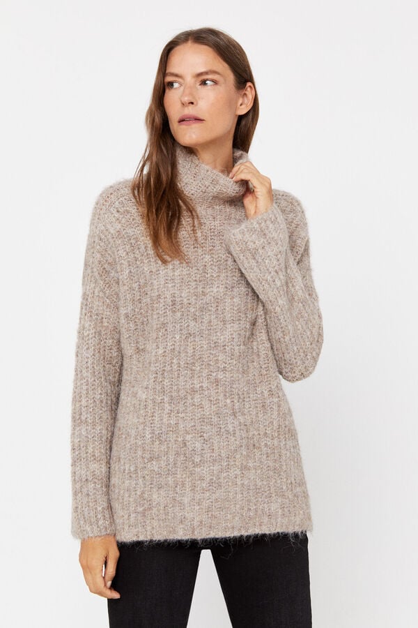 Cortefiel Camisola de malha bordada Castanho