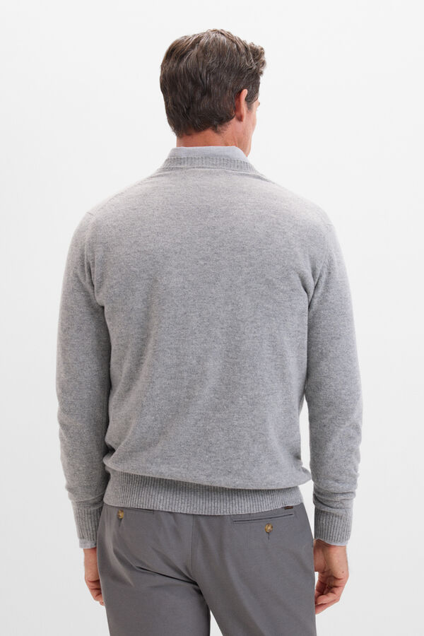 Cortefiel Jersey lana lambswool cuello pico Gris