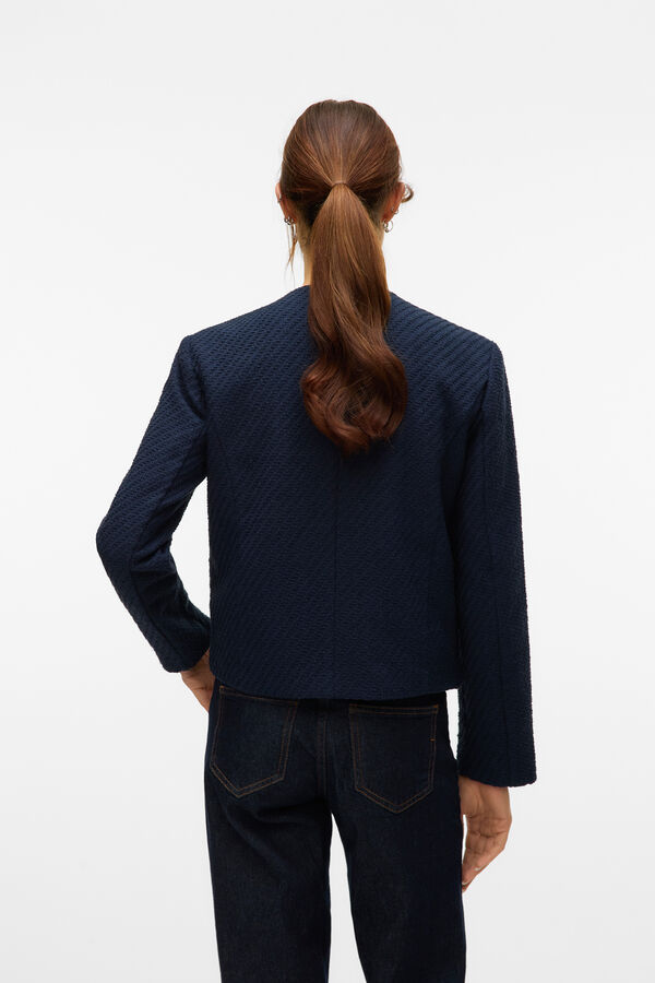 Vero Moda Chaqueta corta de Tweed Azul marino