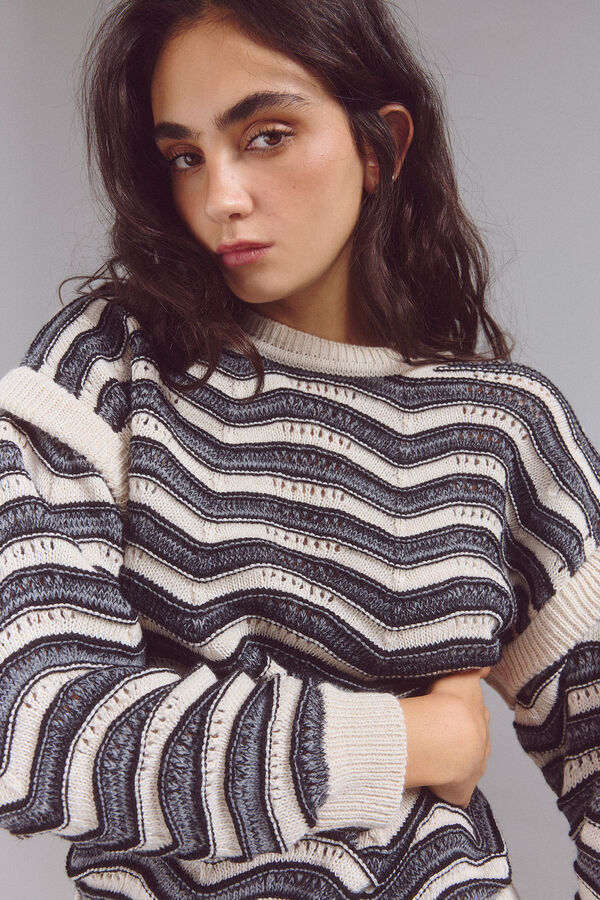 Slowlove Su&eacute;ter com estrutura ondulada bicolor Preto