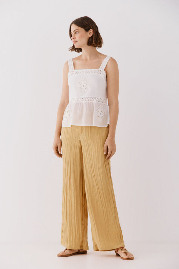 Cortefiel Top combinado puntillas Blanco