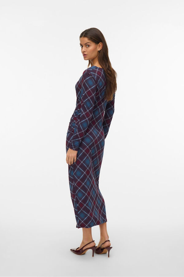Vero Moda Vestido midi rombos Granate