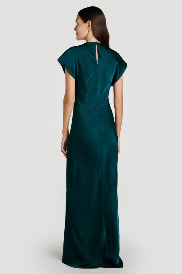 Vila Vestido largo satinado de fiesta Verde oscuro
