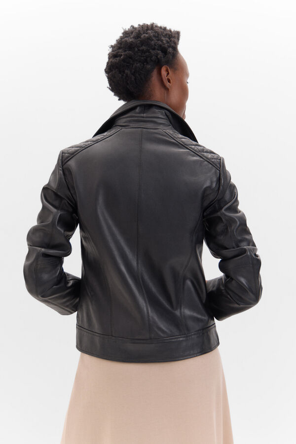 Cortefiel Cazadora piel biker Negro