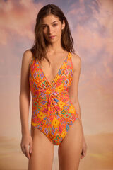 Cortefiel Ba&ntilde;ador moldeador drapeado Estampado naranja