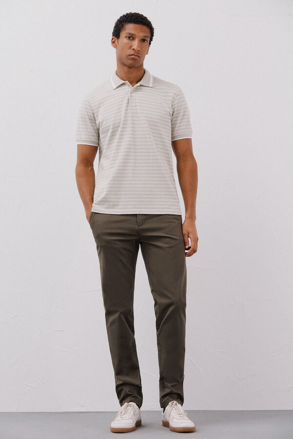 Cortefiel Camisa polo riscas Oxford Tostado