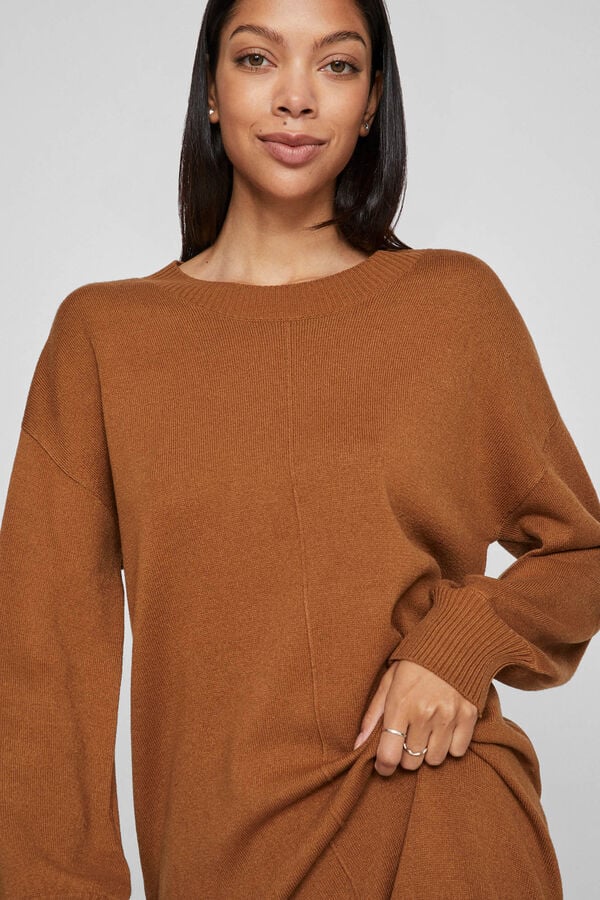 Vila Vestido midi de punto Marr&oacute;n