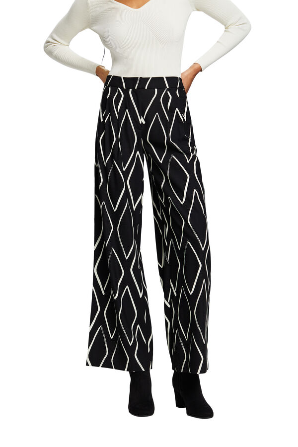 Esprit Cal&ccedil;as largas estampado com viscose LENZING&trade; ECOVERO&trade; Preto