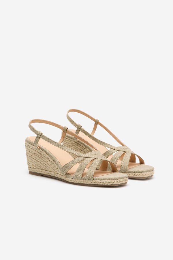 Cortefiel Sand&aacute;lia espadrille com salto plataforma Tostado