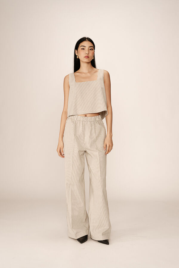 Grace & Mila Top de alças tecido com riscas Branco