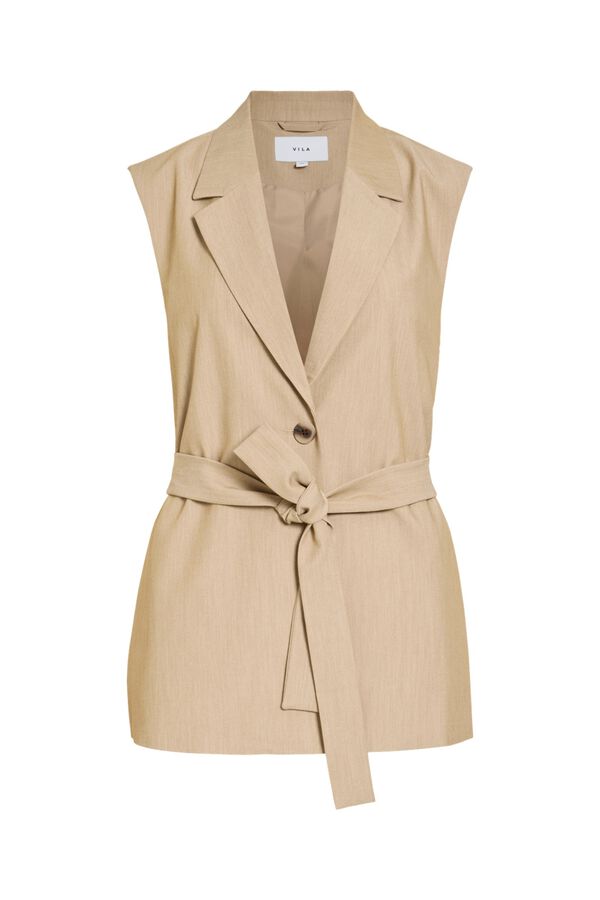 Vila Chaleco de vestir con lazada Beige