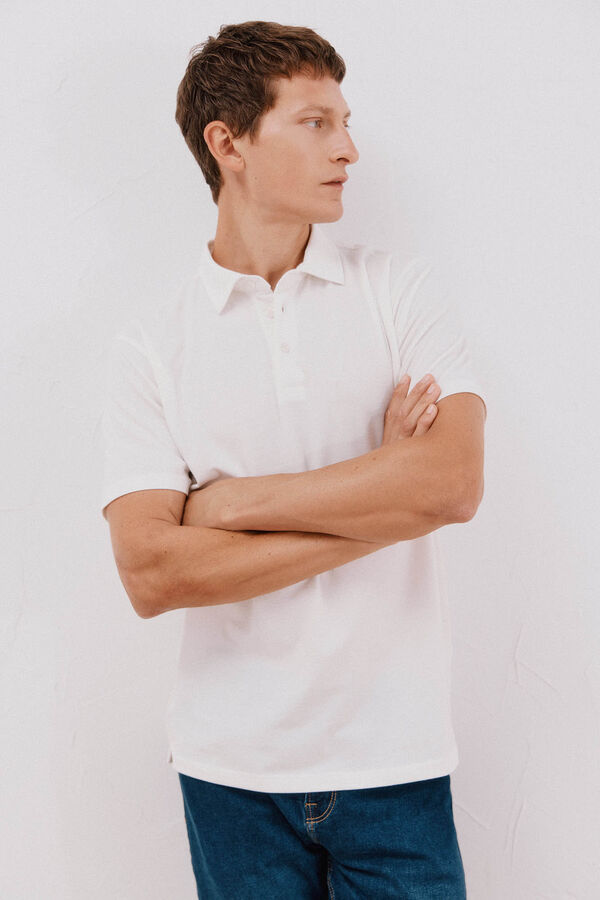 Cortefiel Camisa polo piqué liso Branco