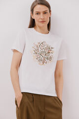 Cortefiel T-shirt estampada Ecru