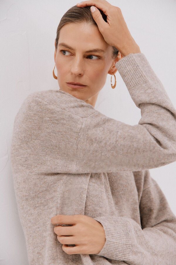 Cortefiel Jersey suave franjas Beige