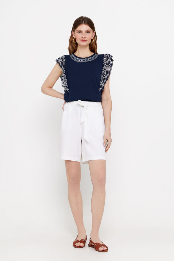 Cortefiel Camiseta detalle bordado Azul marino