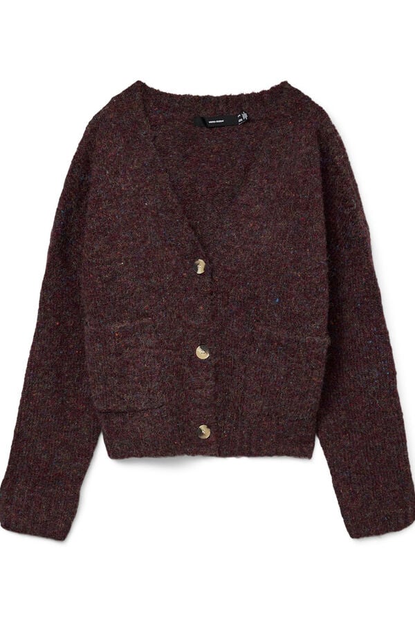 Vero Moda Casaco de malha curto de manga comprida com bolsos Roxo