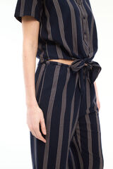 Vila Pantalón largo estampado rayas Azul marino