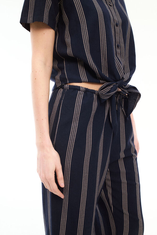 Vila Pantalón largo estampado rayas Azul marino