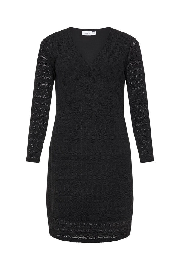 Evoked by Vila Vestido curto curvilíneo manga comprida Preto