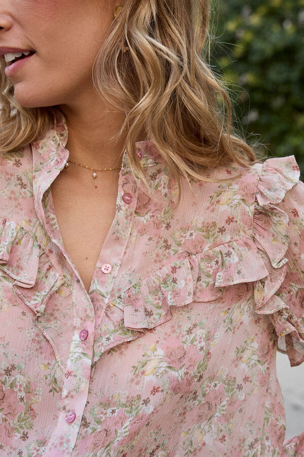 Pol&iacute;n Et Moi Camisa con volantes y estampado floral Rosa
