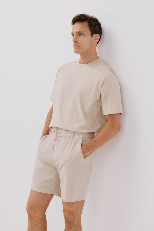 Cortefiel Bermuda calças chino leve ajustável Tostado