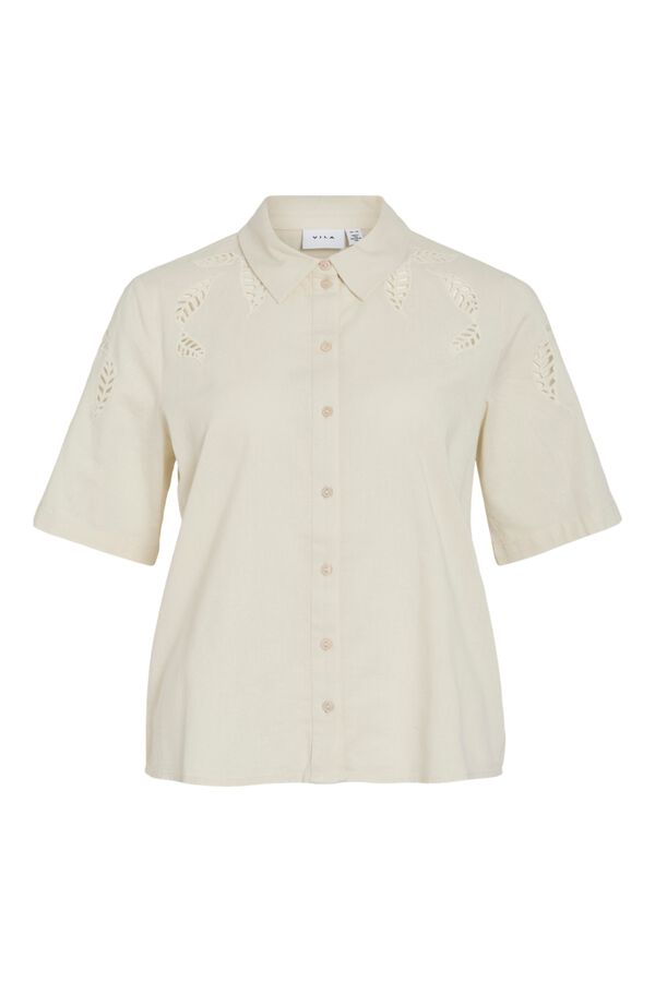 Vila Camisa de manga curta com bordados Tostado