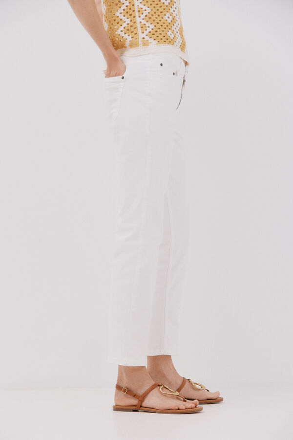 Cortefiel Jeans recto crop Blanco