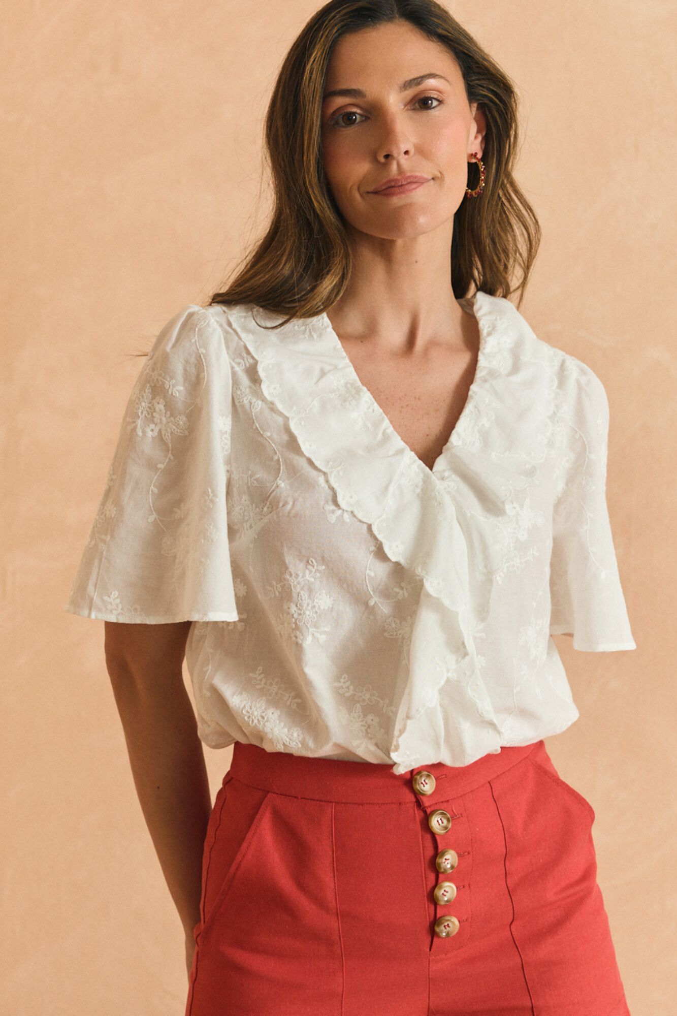 Pol&iacute;n Et Moi Blusa com folho Pati