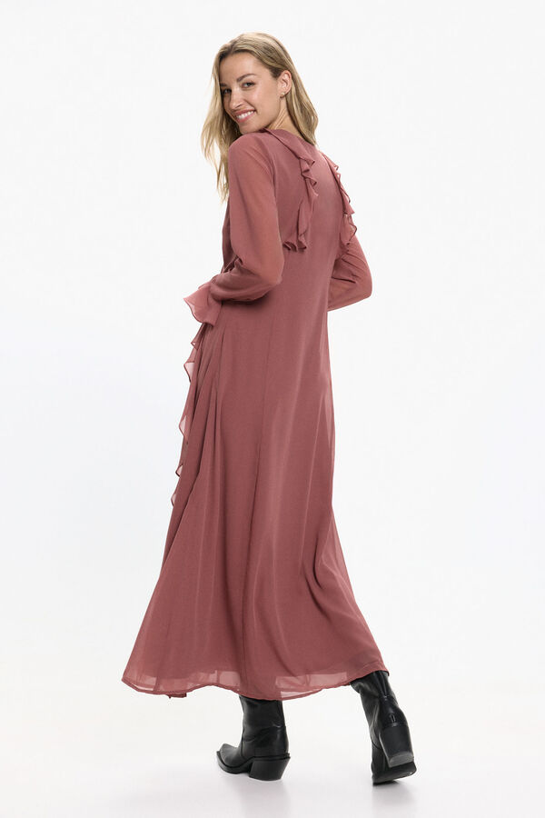 Vero Moda Vestido largo volantes Coral