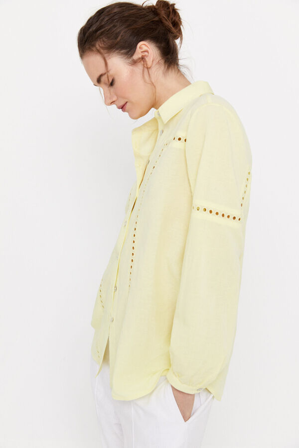 Cortefiel Camisa lino Amarillo