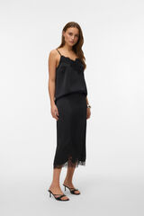 Vero Moda Saia midi acetinada com renda Preto