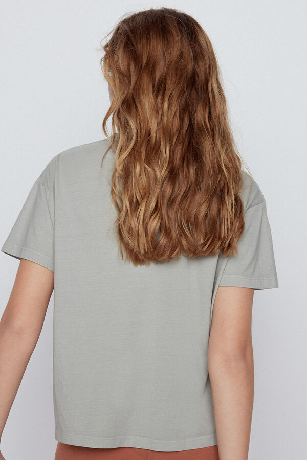 Slowlove Camiseta flecos y bordado Azul