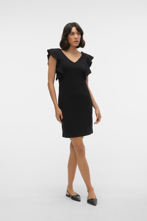 Vero Moda Vestido corto escote pico y corte en la cintura Negro